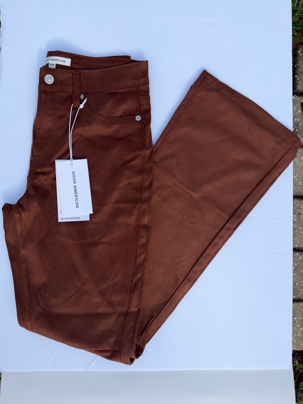 NWT🌷Good American Brown “Better Than Suede” Bootcut Pants